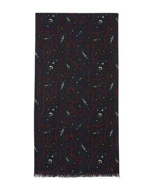 $198 Men's Store Bloomingdale's Scarf Mens OS Burgundy Blue Paisley Wool Italy